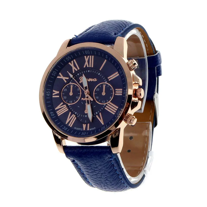 Creative Fashion Watch Roman Numerals Faux Leather Analog Quartz Wach Women Wrist Watch