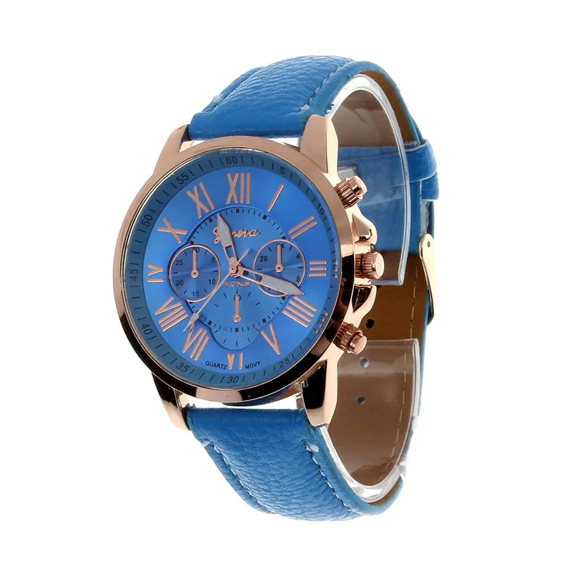 Creative Fashion Watch Roman Numerals Faux Leather Analog Quartz Wach Women Wrist Watch
