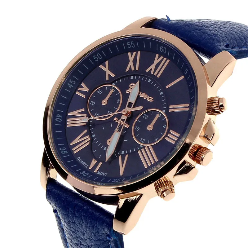 Creative Fashion Watch Roman Numerals Faux Leather Analog Quartz Wach Women Wrist Watch