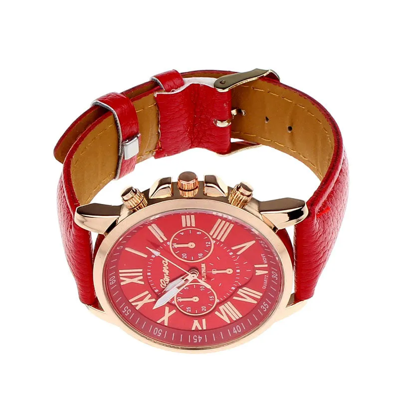 Creative Fashion Watch Roman Numerals Faux Leather Analog Quartz Wach Women Wrist Watch