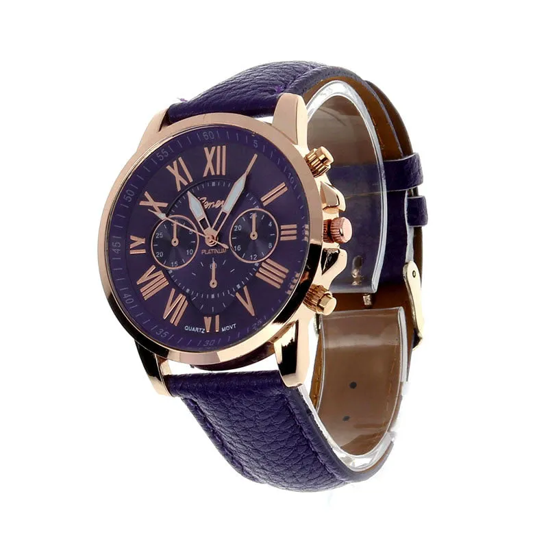 Creative Fashion Watch Roman Numerals Faux Leather Analog Quartz Wach Women Wrist Watch