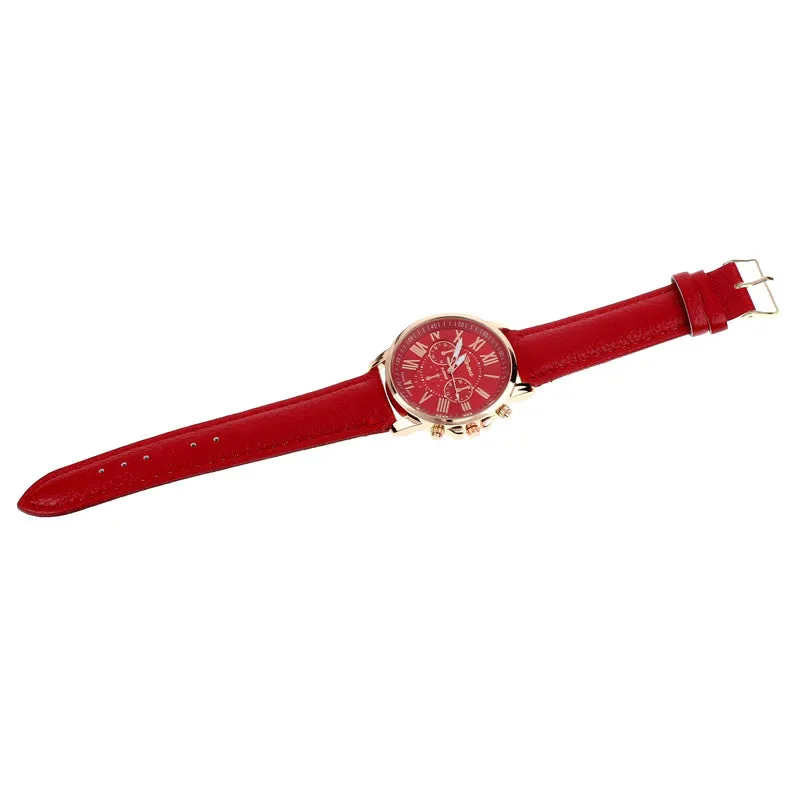 Creative Fashion Watch Roman Numerals Faux Leather Analog Quartz Wach Women Wrist Watch