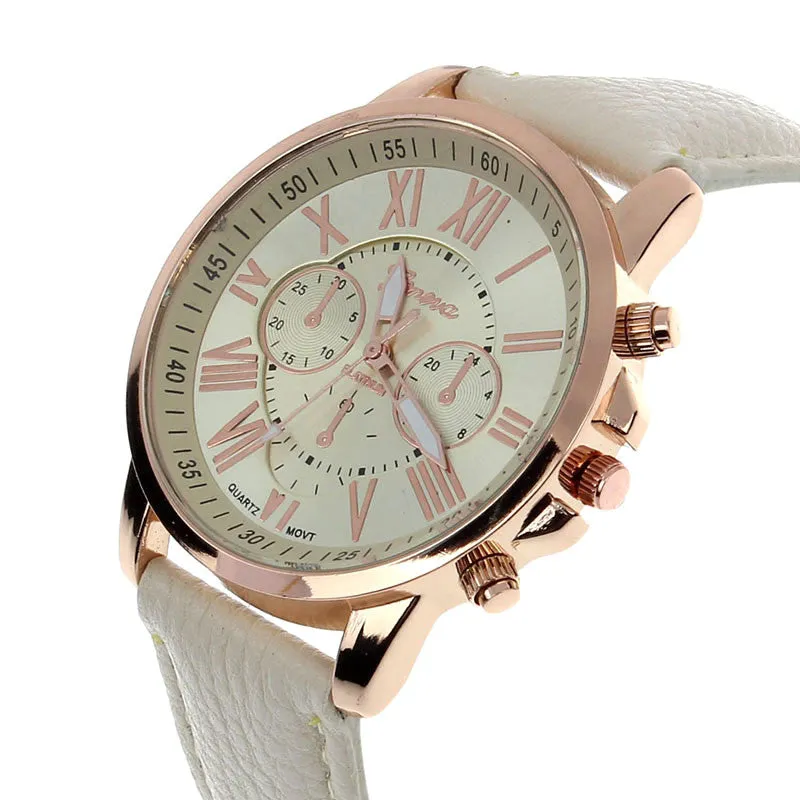 Creative Fashion Watch Roman Numerals Faux Leather Analog Quartz Wach Women Wrist Watch