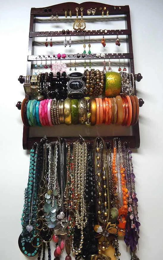 Double Bangle Jewelry Holder Organizer Mahogany Oak