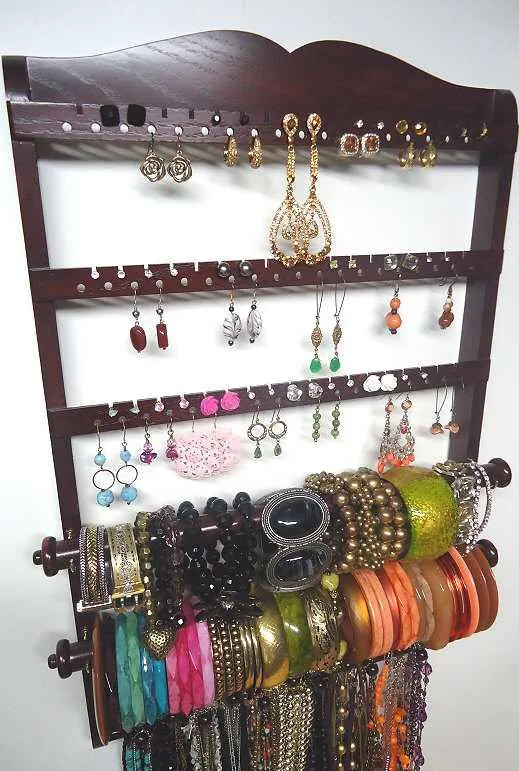 Double Bangle Jewelry Holder Organizer Mahogany Oak