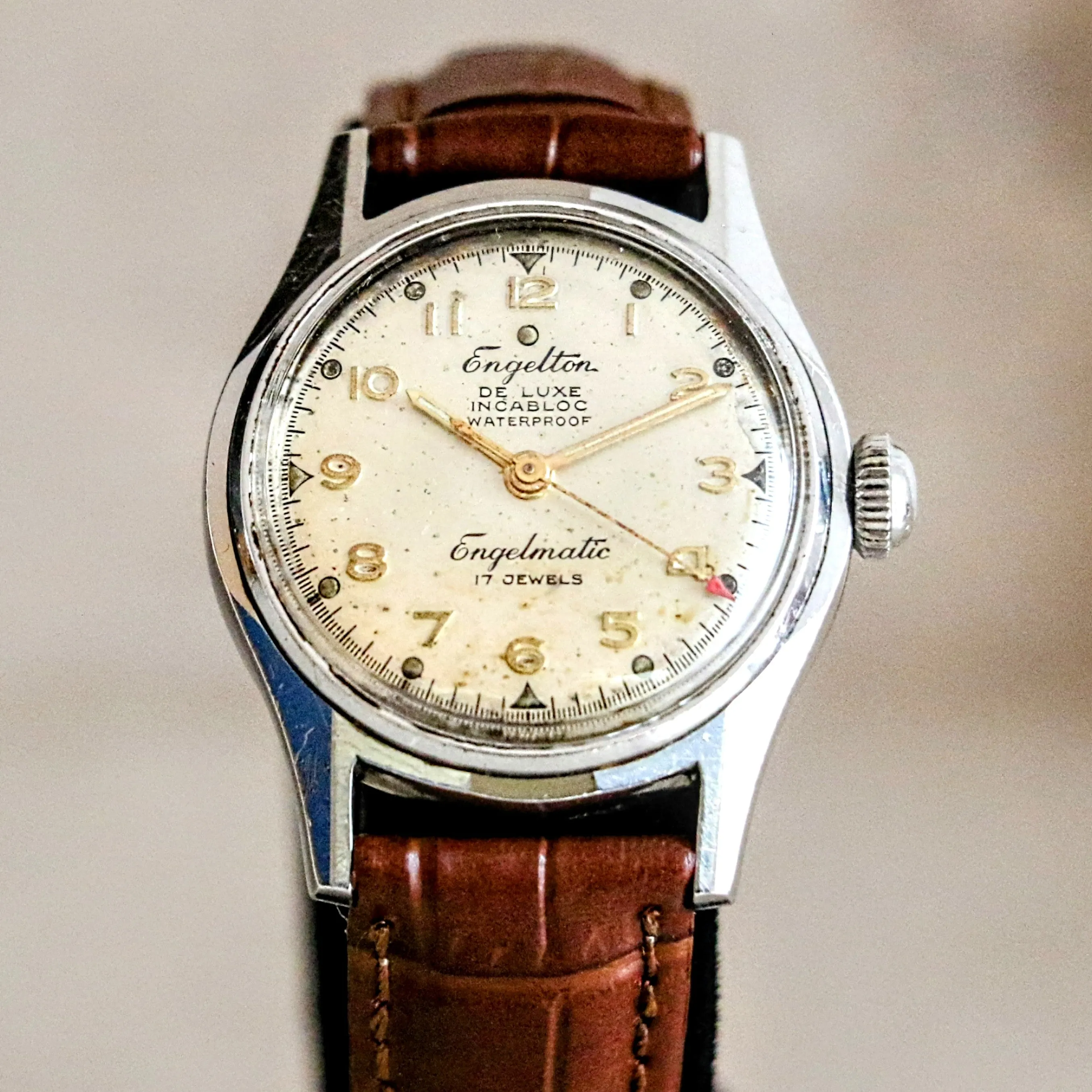ENGELTON De Luxe Automatic Watch Bidynator FELSA 690 17 Jewels Swiss Wristwatch