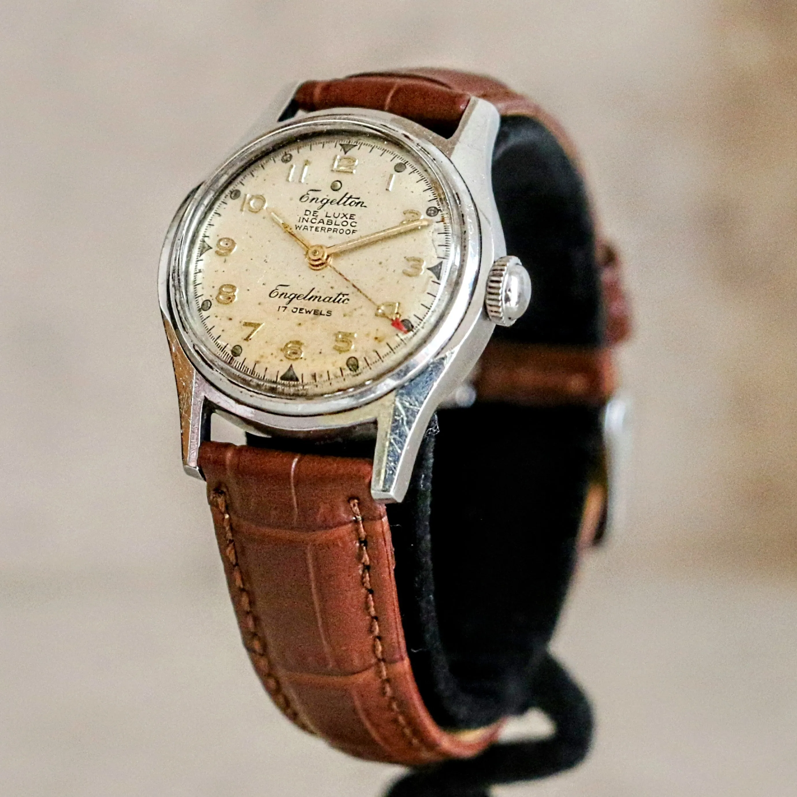 ENGELTON De Luxe Automatic Watch Bidynator FELSA 690 17 Jewels Swiss Wristwatch