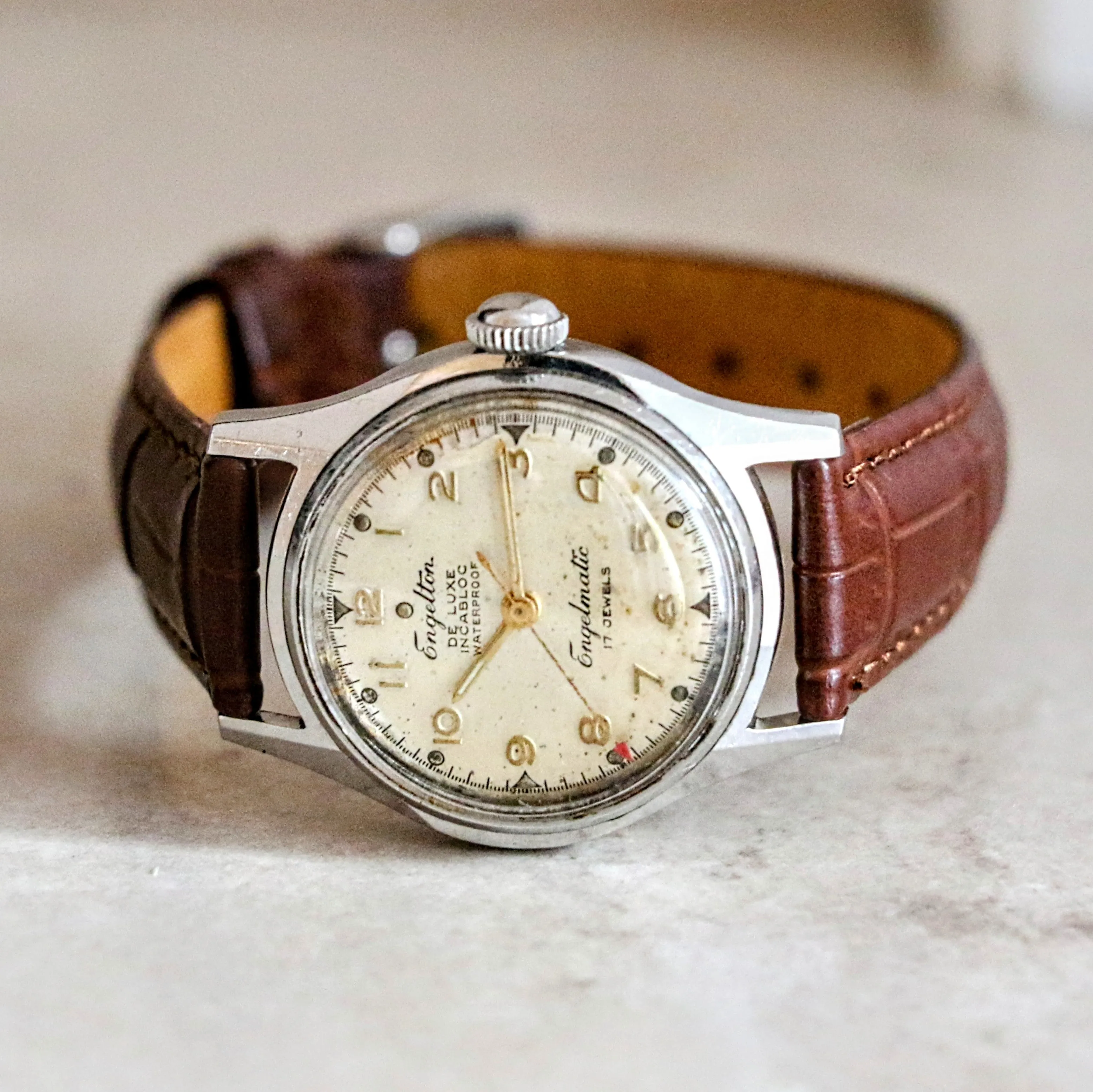 ENGELTON De Luxe Automatic Watch Bidynator FELSA 690 17 Jewels Swiss Wristwatch