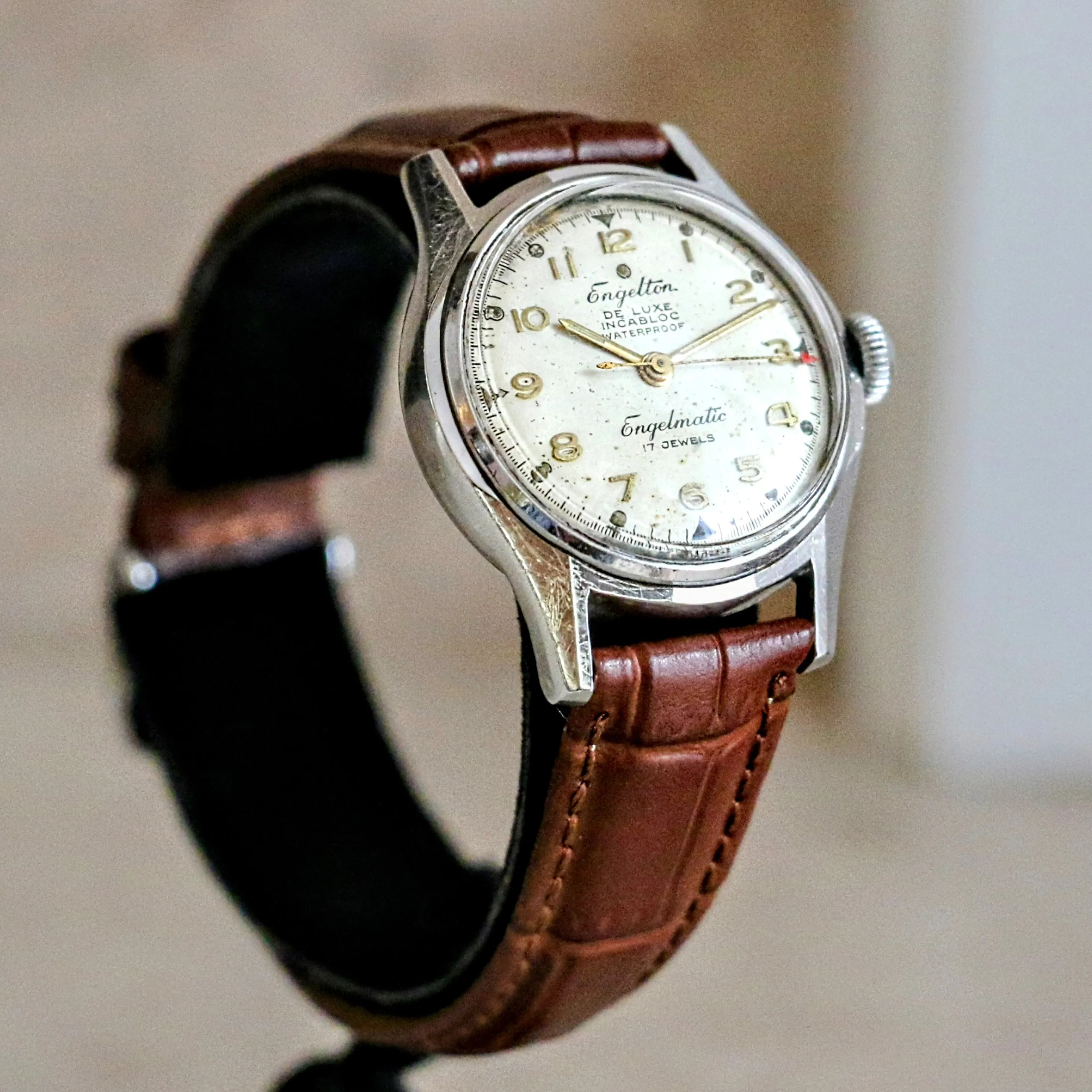 ENGELTON De Luxe Automatic Watch Bidynator FELSA 690 17 Jewels Swiss Wristwatch