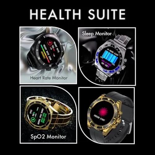 Fire-Boltt Avalanche Stainless Steel Smart Watch With Extra Silicone Strap, 2 Watch Looks - Sporty & Fomal, Bluetooth Calling with 1.28” HD Display, 2 Button Pushers (Gold Black)