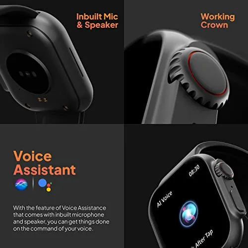 Fire-Boltt Gladiator 1.96" Biggest Display Smart Watch with Bluetooth Calling, Voice Assistant &123 Sports Modes, 8 Unique UI Interactions, SpO2, 24/7 Heart Rate Tracking (Black)