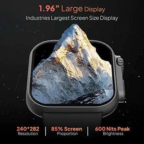 Fire-Boltt Gladiator 1.96" Biggest Display Smart Watch with Bluetooth Calling, Voice Assistant &123 Sports Modes, 8 Unique UI Interactions, SpO2, 24/7 Heart Rate Tracking (Black)