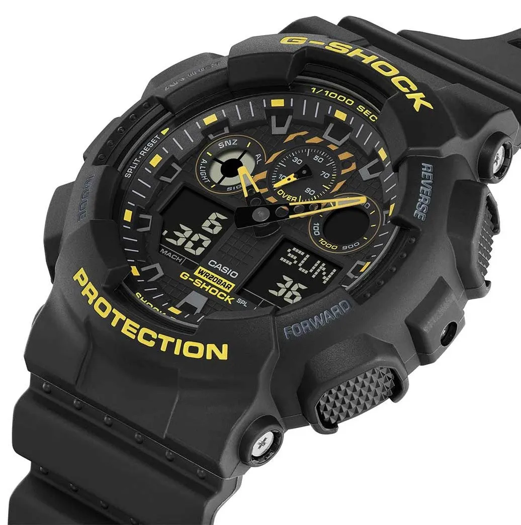G-Shock GA-100 Black Caution Yellow Mens