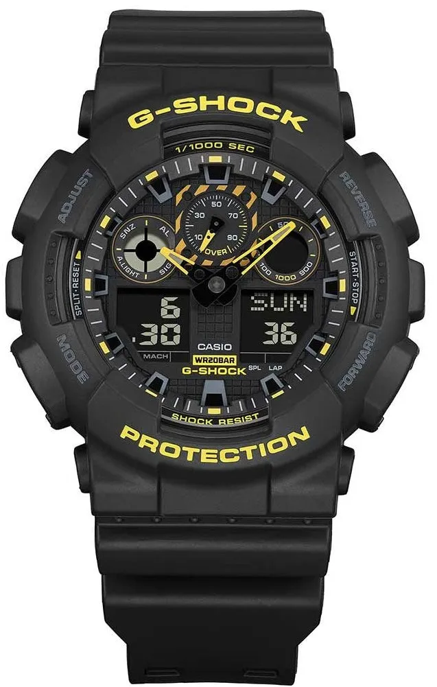 G-Shock GA-100 Black Caution Yellow Mens