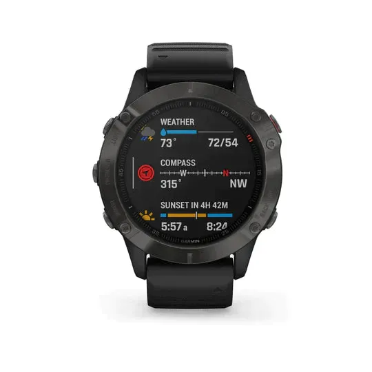 Garmin Fenix 6X Sapphire, Premium Multisport GPS Smartwatch - Carbon Grey With Black Band