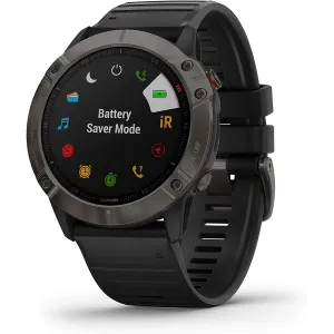 Garmin Fenix 6X Sapphire, Premium Multisport GPS Smartwatch - Carbon Grey With Black Band