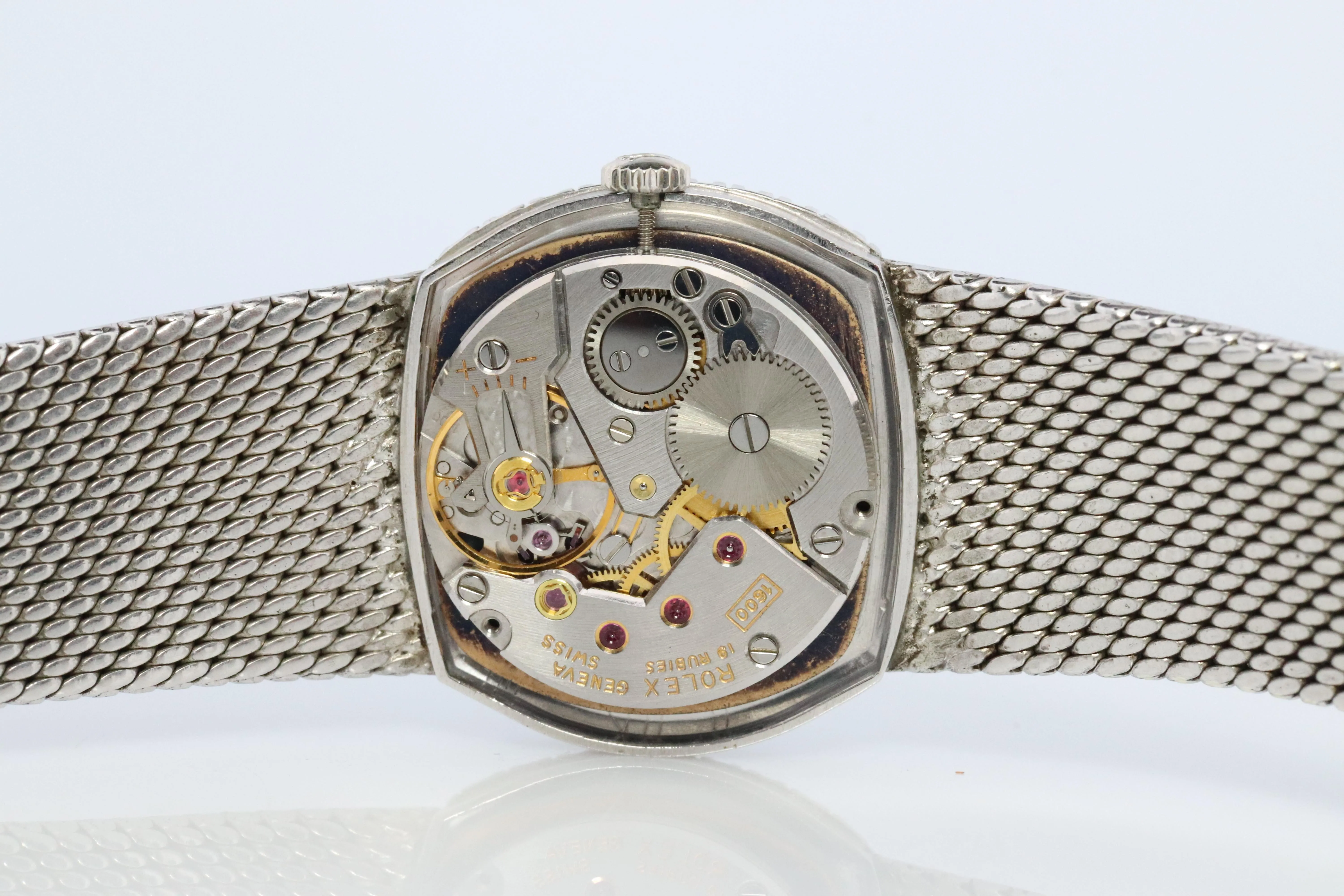 Genuine 18k Rolex Watch. ROLEX Cellini 3801 Diamond Bezel Mechanical Windup.