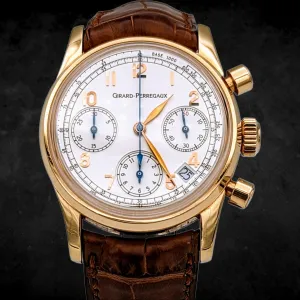 GIRARD-PERREGAUX Ref 4930 Chronograph Automatic Watch 18K Rose GOLD Wristwatch