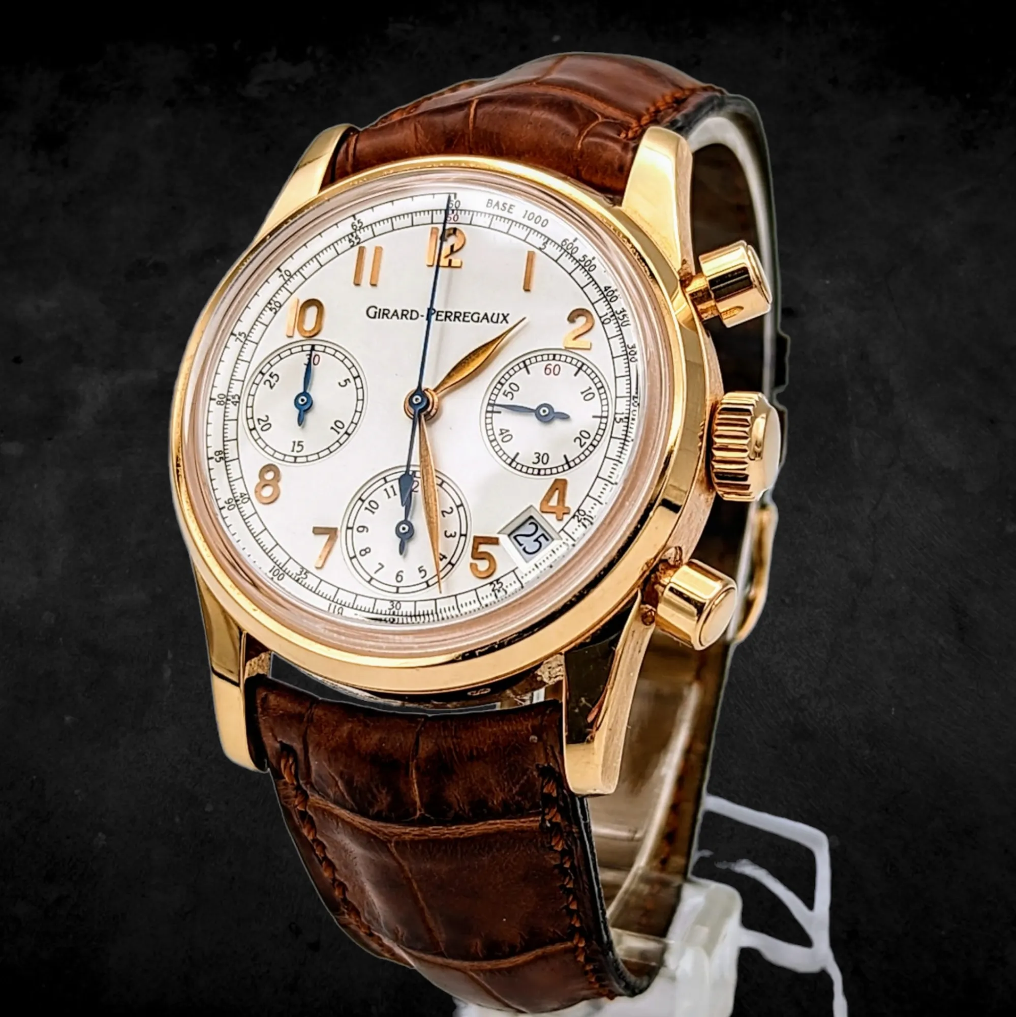 GIRARD-PERREGAUX Ref 4930 Chronograph Automatic Watch 18K Rose GOLD Wristwatch