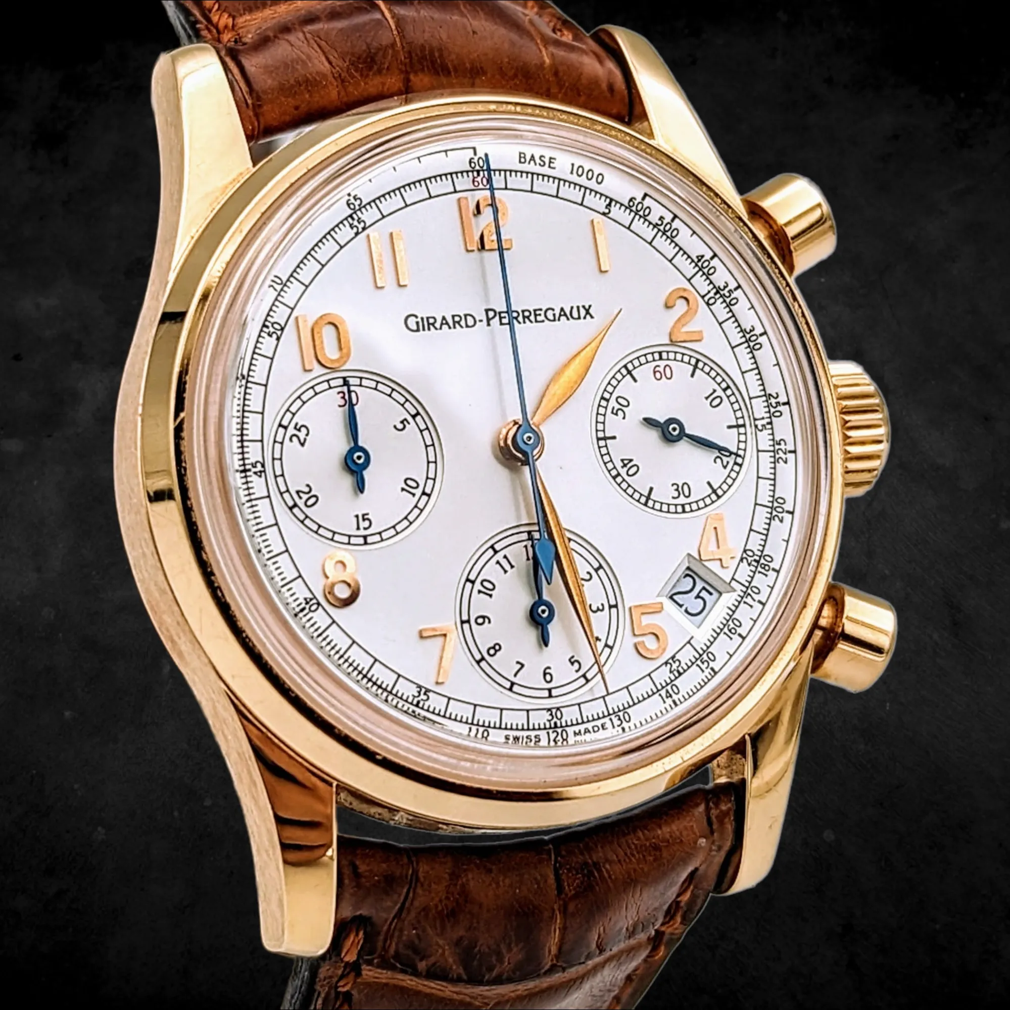 GIRARD-PERREGAUX Ref 4930 Chronograph Automatic Watch 18K Rose GOLD Wristwatch