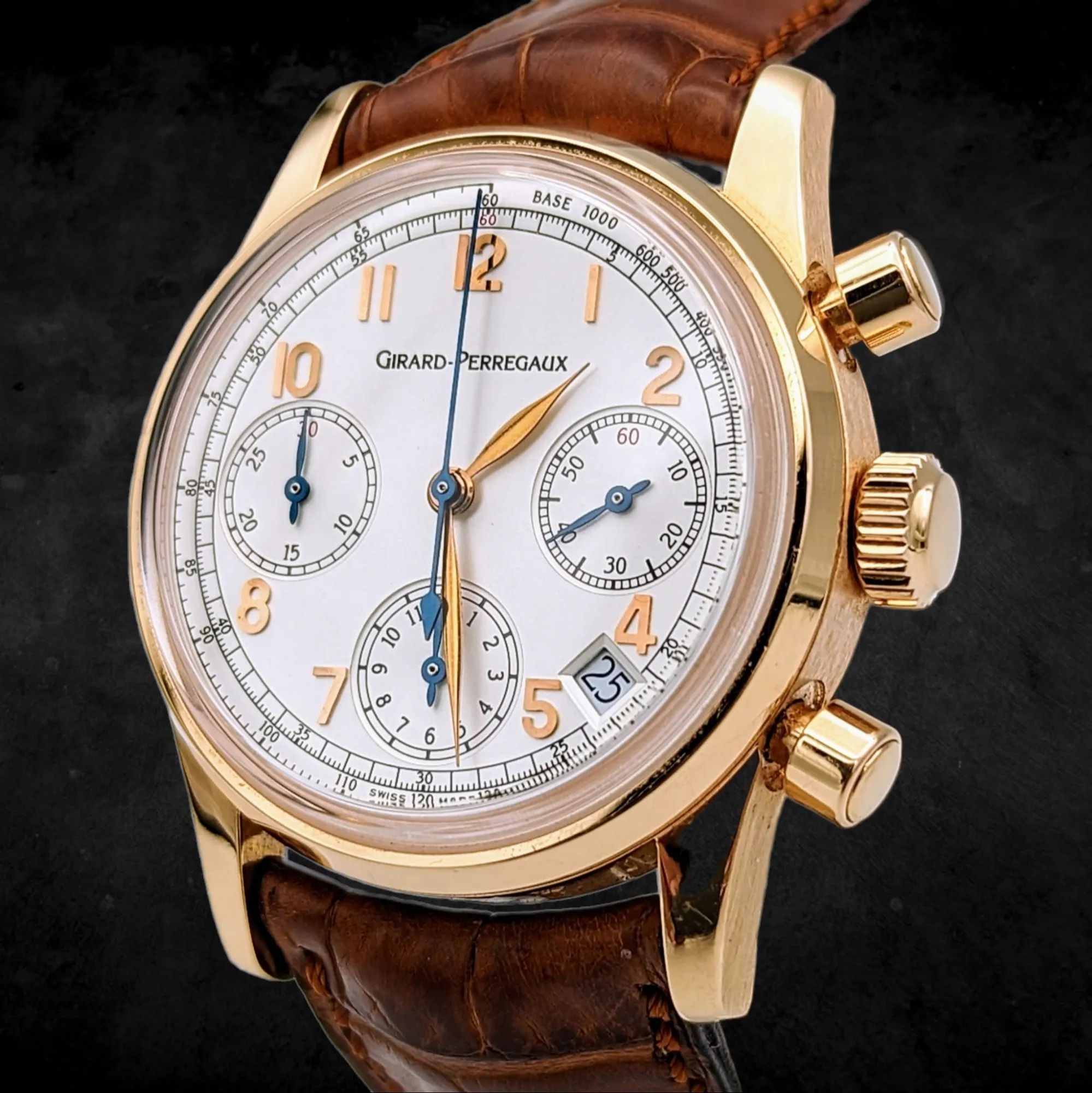 GIRARD-PERREGAUX Ref 4930 Chronograph Automatic Watch 18K Rose GOLD Wristwatch