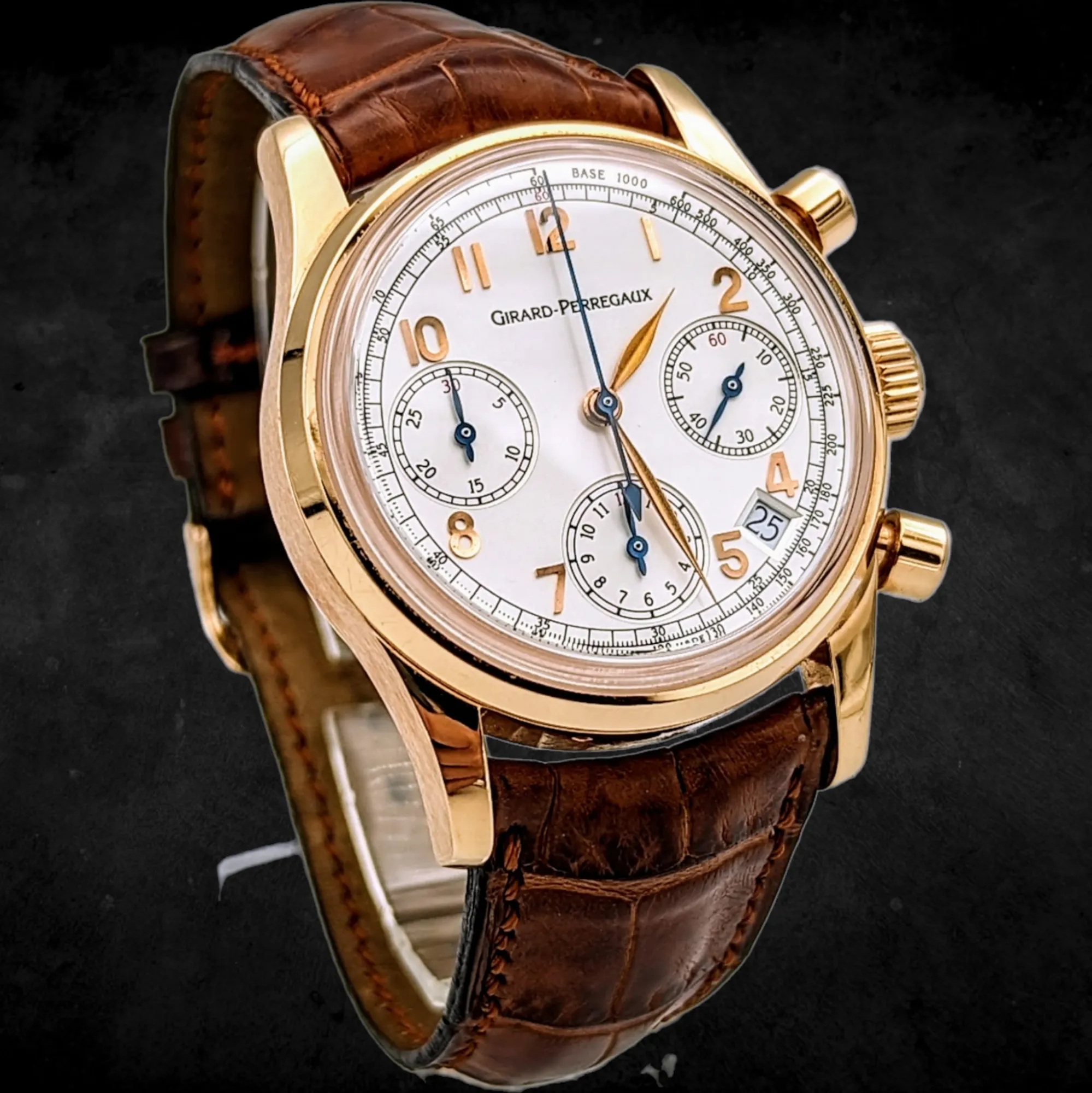 GIRARD-PERREGAUX Ref 4930 Chronograph Automatic Watch 18K Rose GOLD Wristwatch