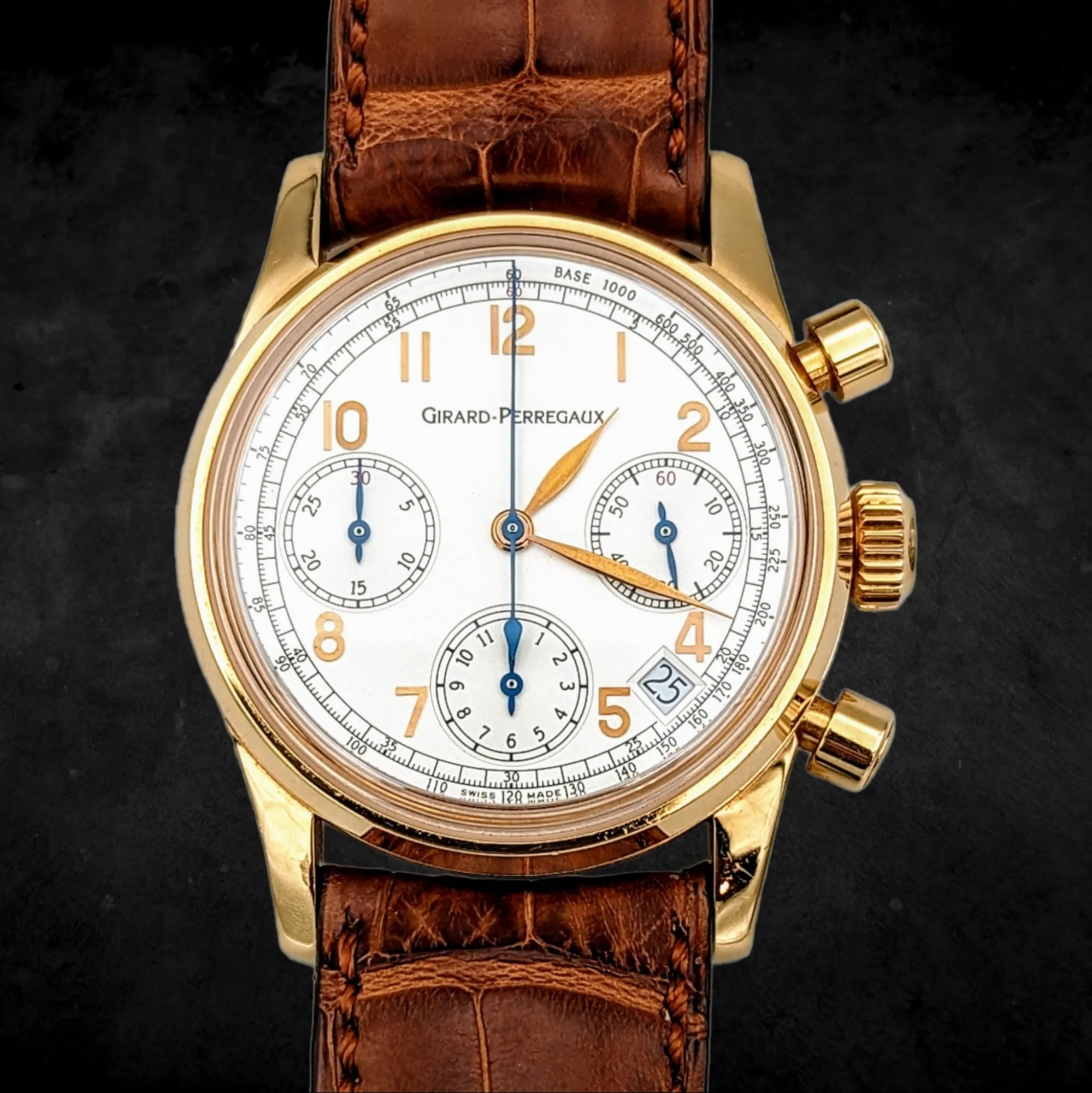 GIRARD-PERREGAUX Ref 4930 Chronograph Automatic Watch 18K Rose GOLD Wristwatch