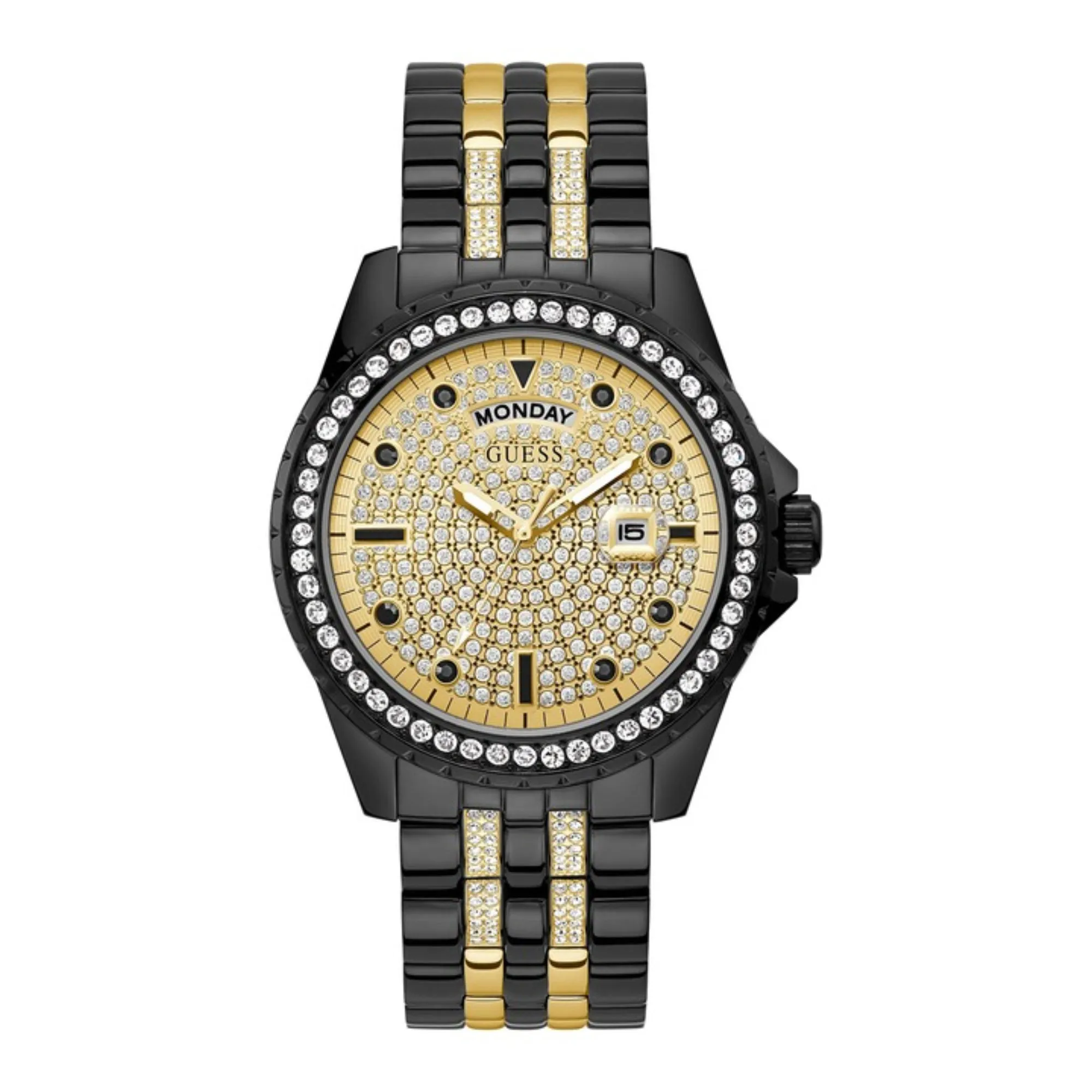 Guess Golden Dial Men Stainless Steel Strap Analog Watch - GW0218G3