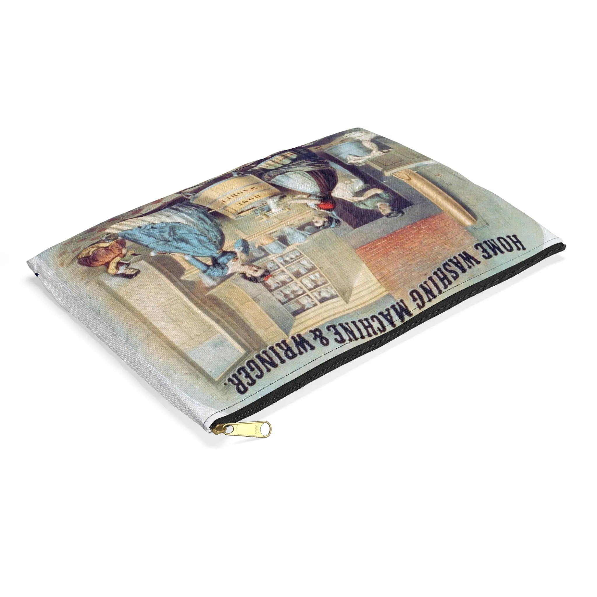 Home washing machine & wringer - A painting of women washing machines in a kitchen Large Organizer Pouch with Black Zipper