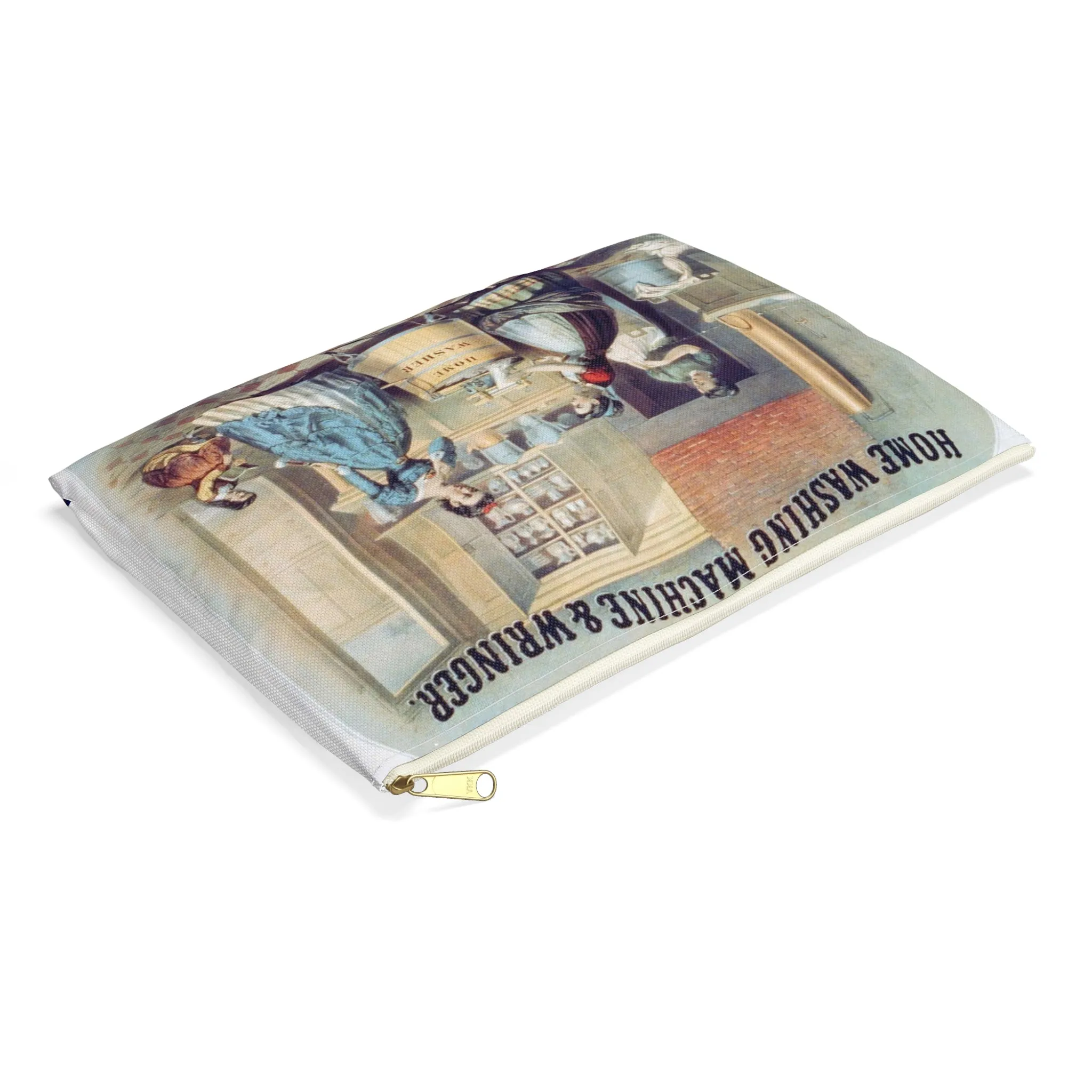 Home washing machine & wringer - A painting of women washing machines in a kitchen Large Organizer Pouch with Black Zipper