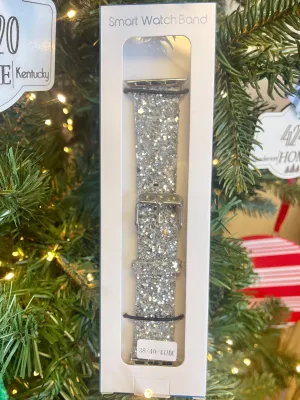 Interchangeable Shiny Glitter Silicone Watch Band-38/40/41 MM- Silver
