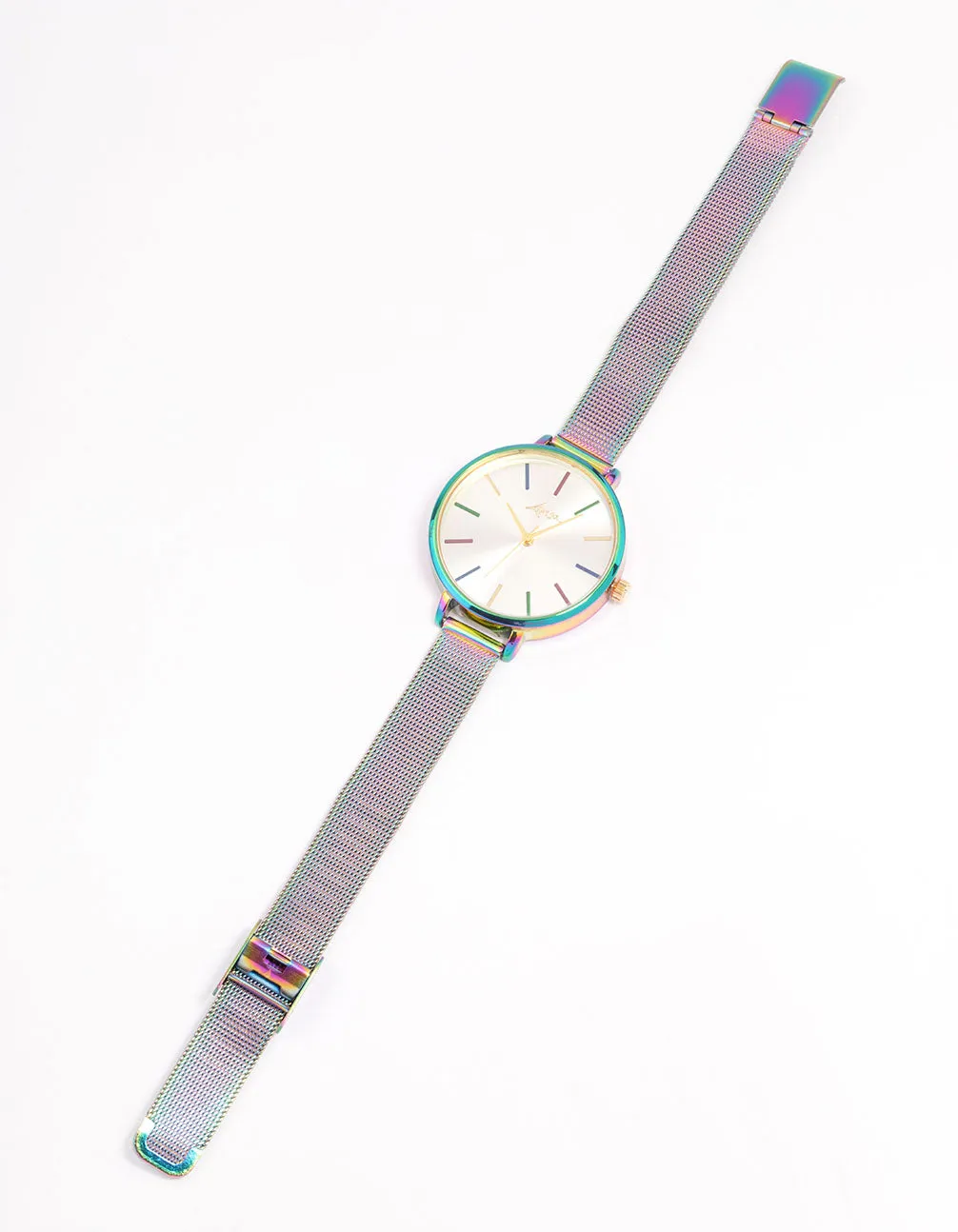 Iridescent Gunmetal Coloured Slim Mesh Watch