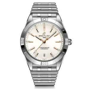 Ladies' Breitling Chronomat Automatic 36 White and Diamond Dial Stainless Steel Watch A10380101A2A1