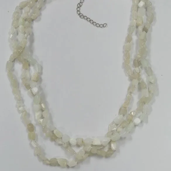 Ladies Natural Moonstone Stone Knitted Necklace