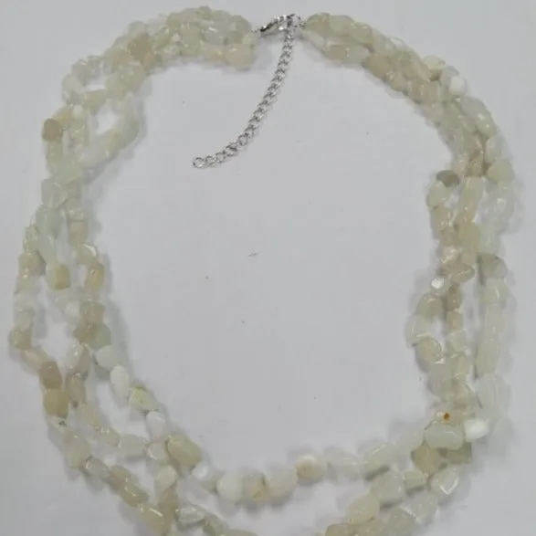 Ladies Natural Moonstone Stone Knitted Necklace