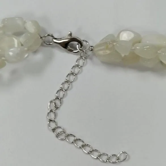 Ladies Natural Moonstone Stone Knitted Necklace