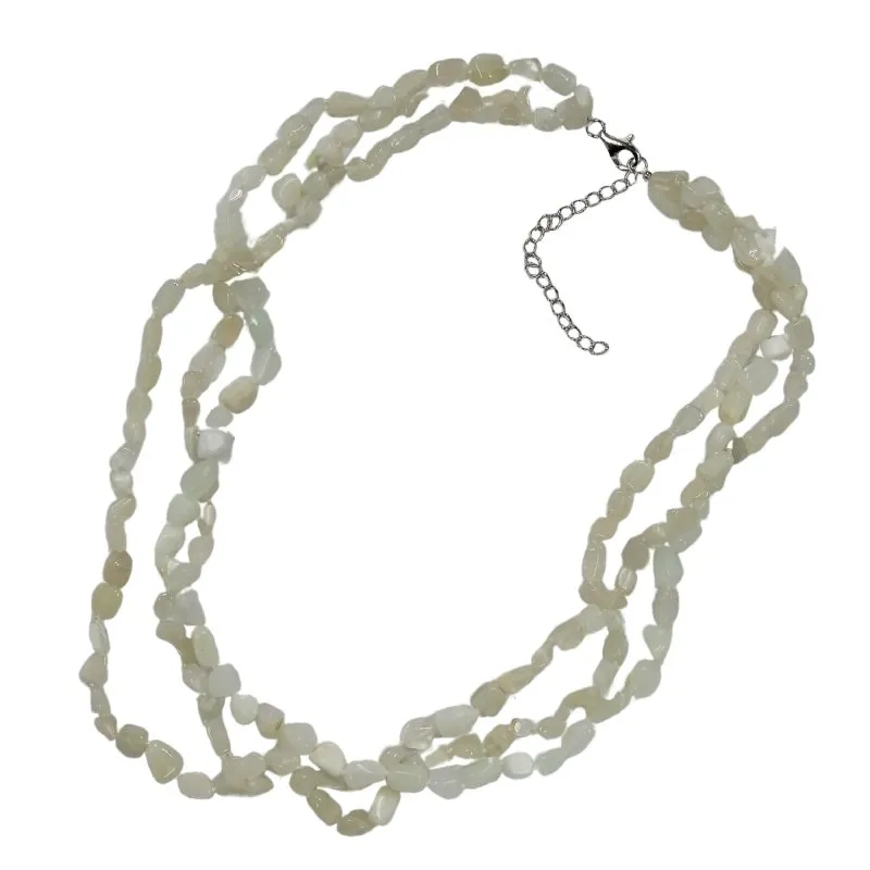 Ladies Natural Moonstone Stone Knitted Necklace
