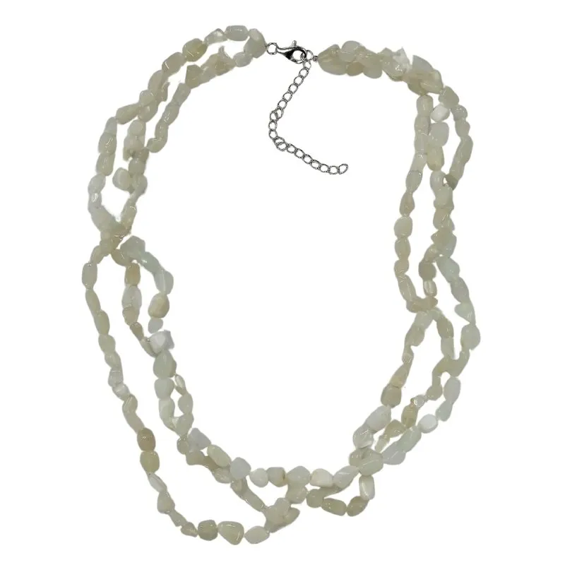 Ladies Natural Moonstone Stone Knitted Necklace