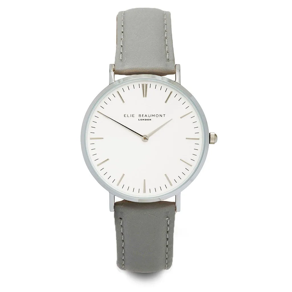 Large Oxford Watch White Dial with Grey Strap