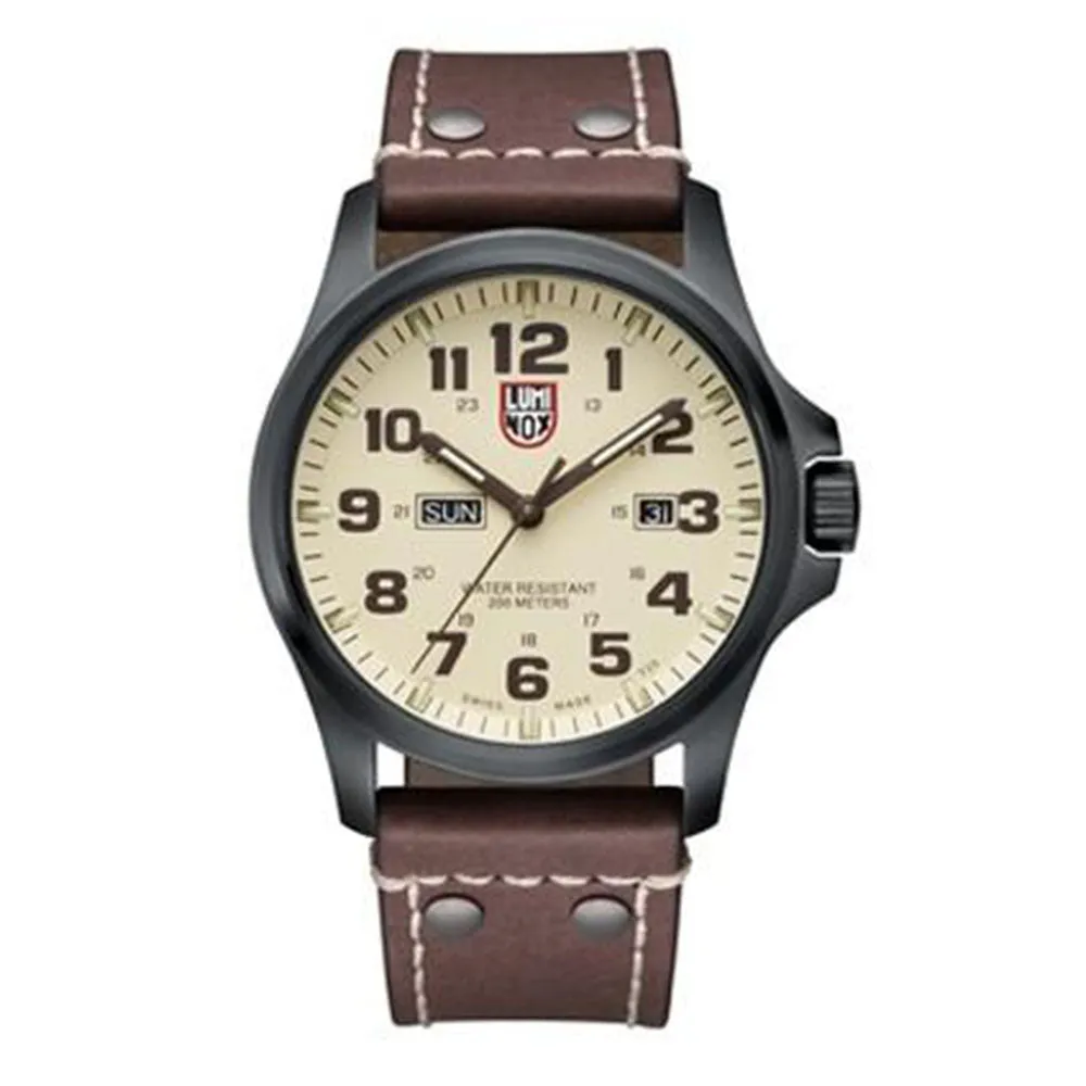 Luminox Atacama Field Day Date 1920 Mens Brown Leather Band Beige Dial Quartz Analog Watch - XL.1927