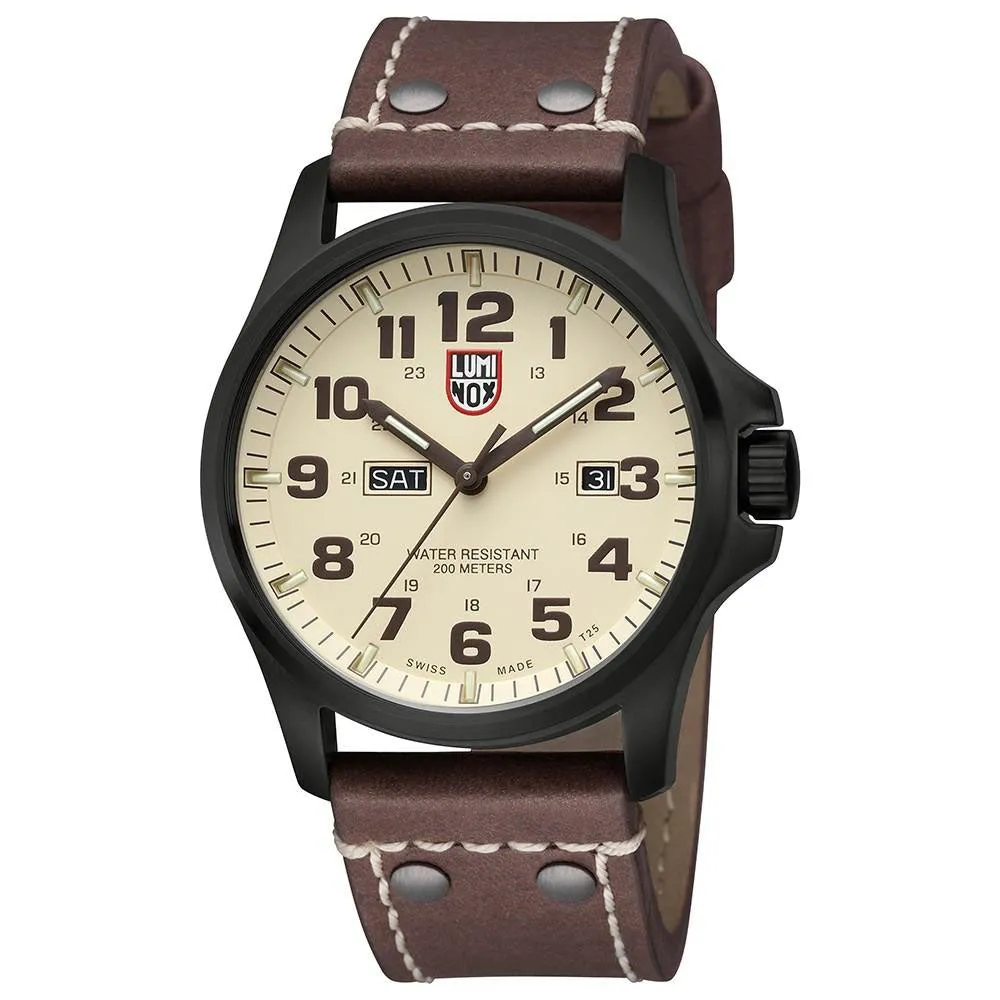 Luminox Atacama Field Day Date 1920 Mens Brown Leather Band Beige Dial Quartz Analog Watch - XL.1927