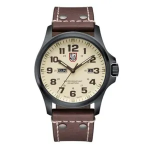 Luminox Atacama Field Day Date 1920 Mens Brown Leather Band Beige Dial Quartz Analog Watch - XL.1927