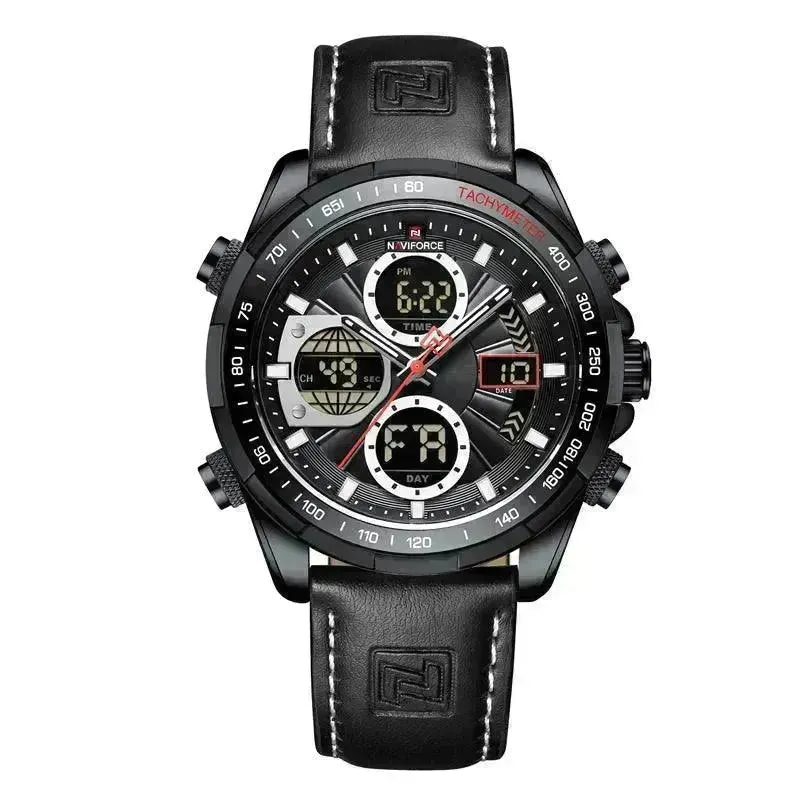 Luxury Men's Waterproof Sports Leather Strap Electronic Multi-function Watch