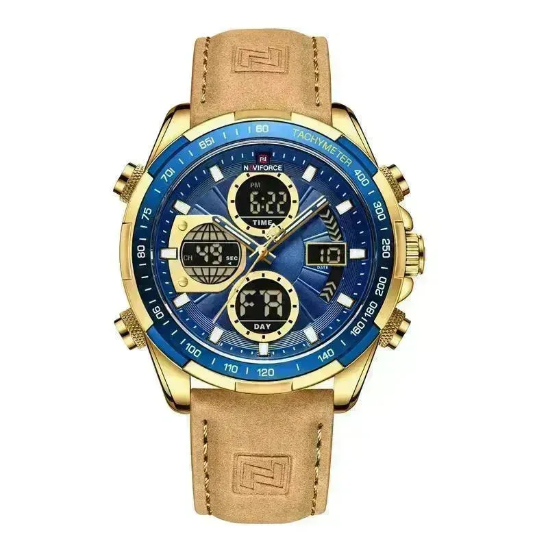 Luxury Men's Waterproof Sports Leather Strap Electronic Multi-function Watch