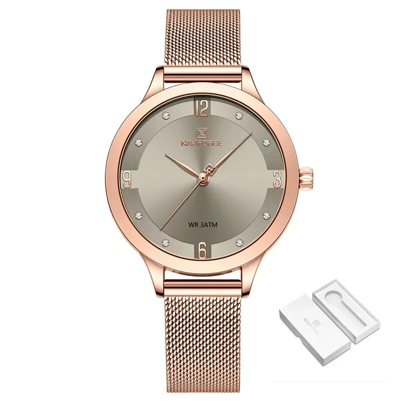 Luxury Women Clock Mesh Belt Elegant Quartz Ladies Watch