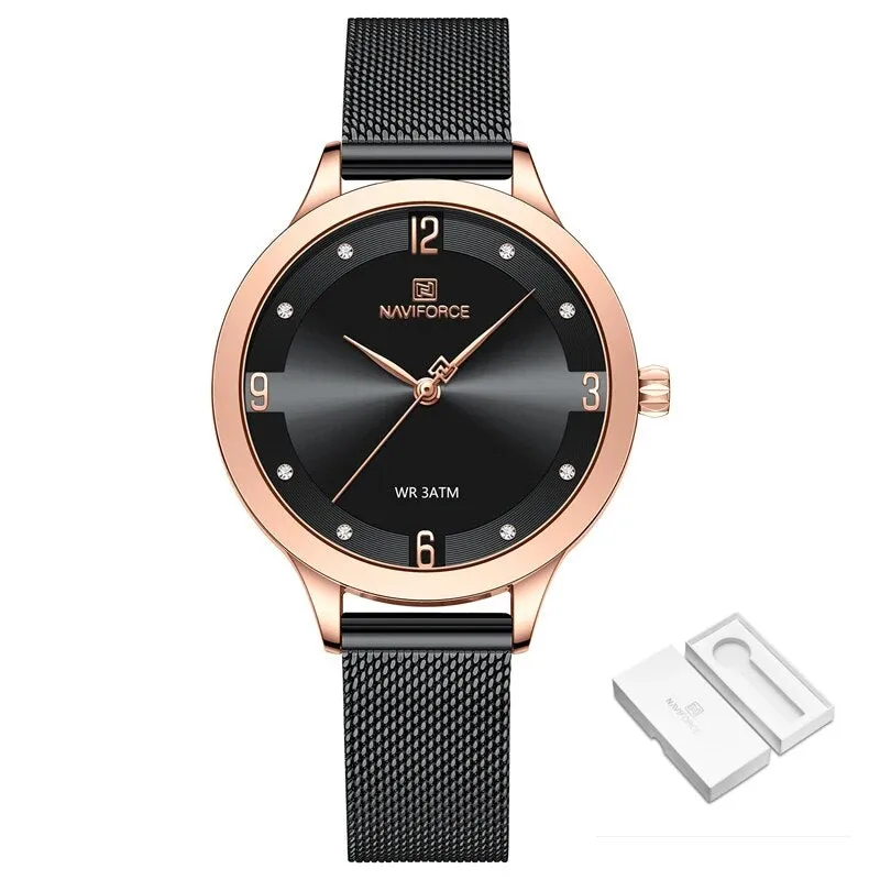 Luxury Women Clock Mesh Belt Elegant Quartz Ladies Watch