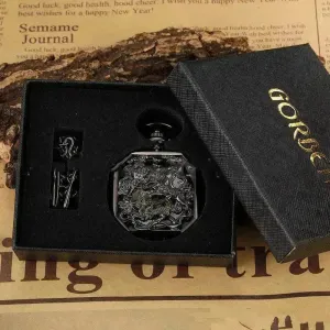 Men's Fashion Casual Flip Hollow Mechanical Pocket Watch