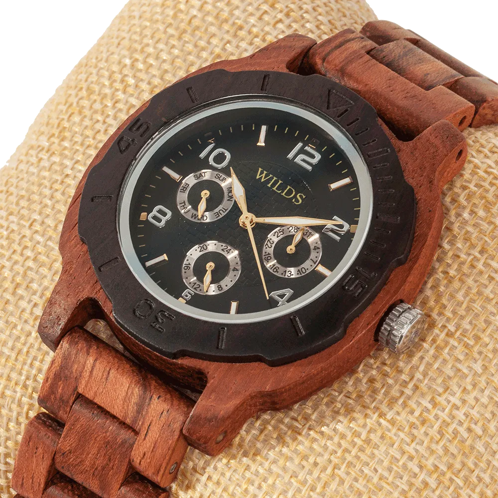 Men's Multi-Function Custom Kosso Wooden Watch - Personalize Your