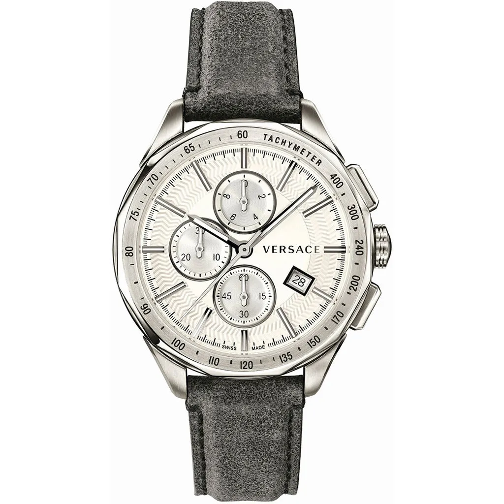 Men's Stainless Steel and Yellow Gold Chronograph Watch with Leather Band