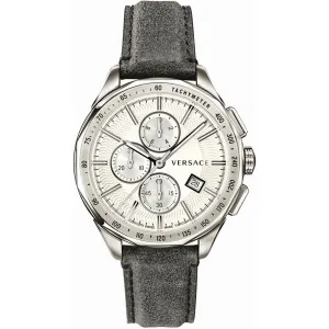 Men's Stainless Steel and Yellow Gold Chronograph Watch with Leather Band